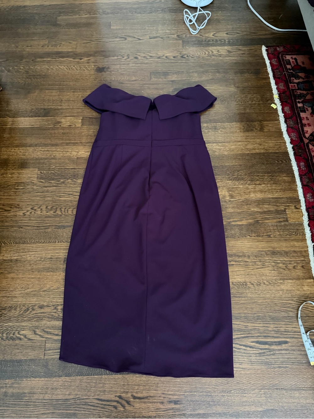 Xscape Off the Shoulder Purple Scuba Dress - Picture 2 of 6